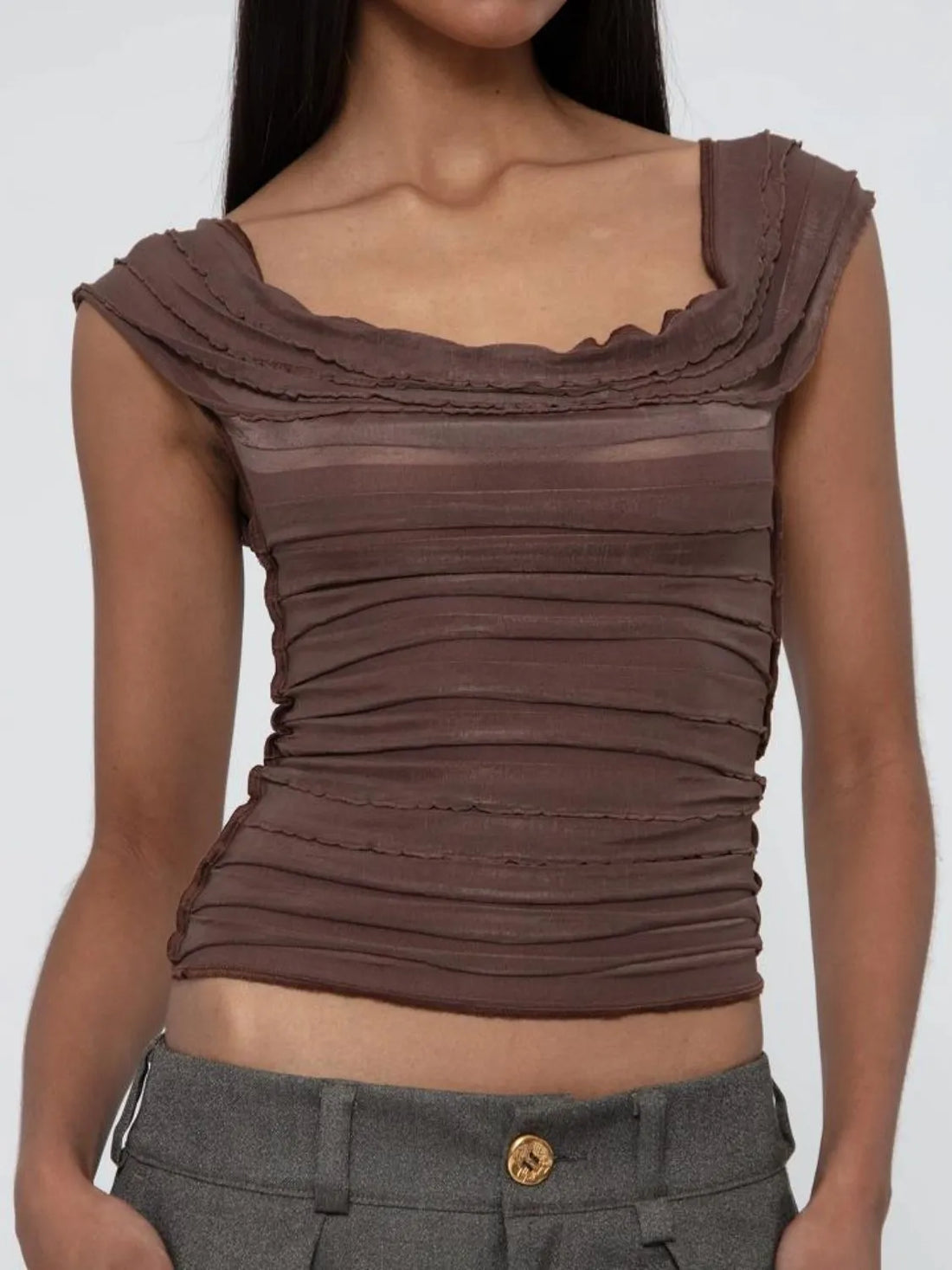 Ruched Solid Tank - cas7m