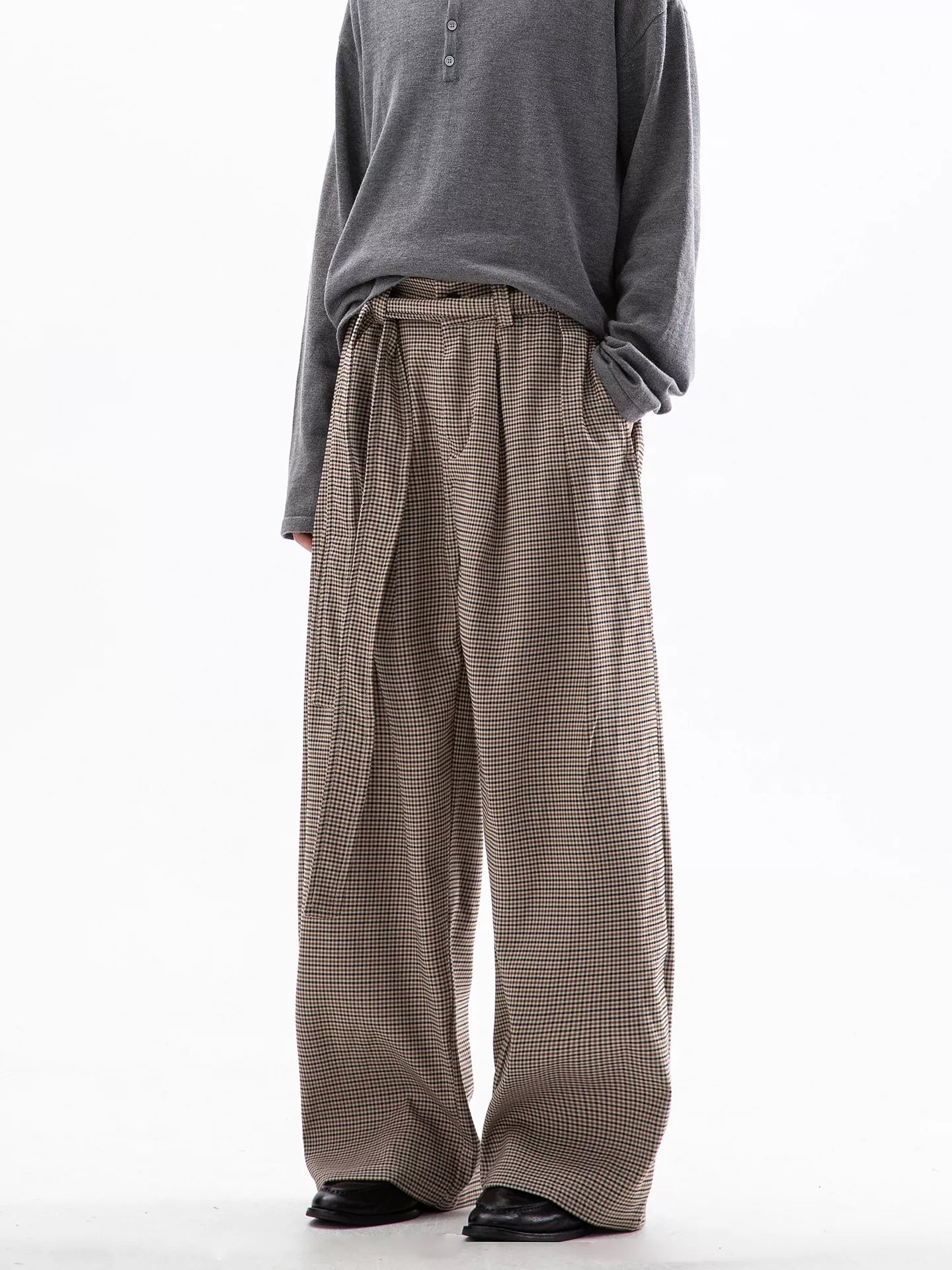 Men's Plaid Wide Leg Pants - cas7m