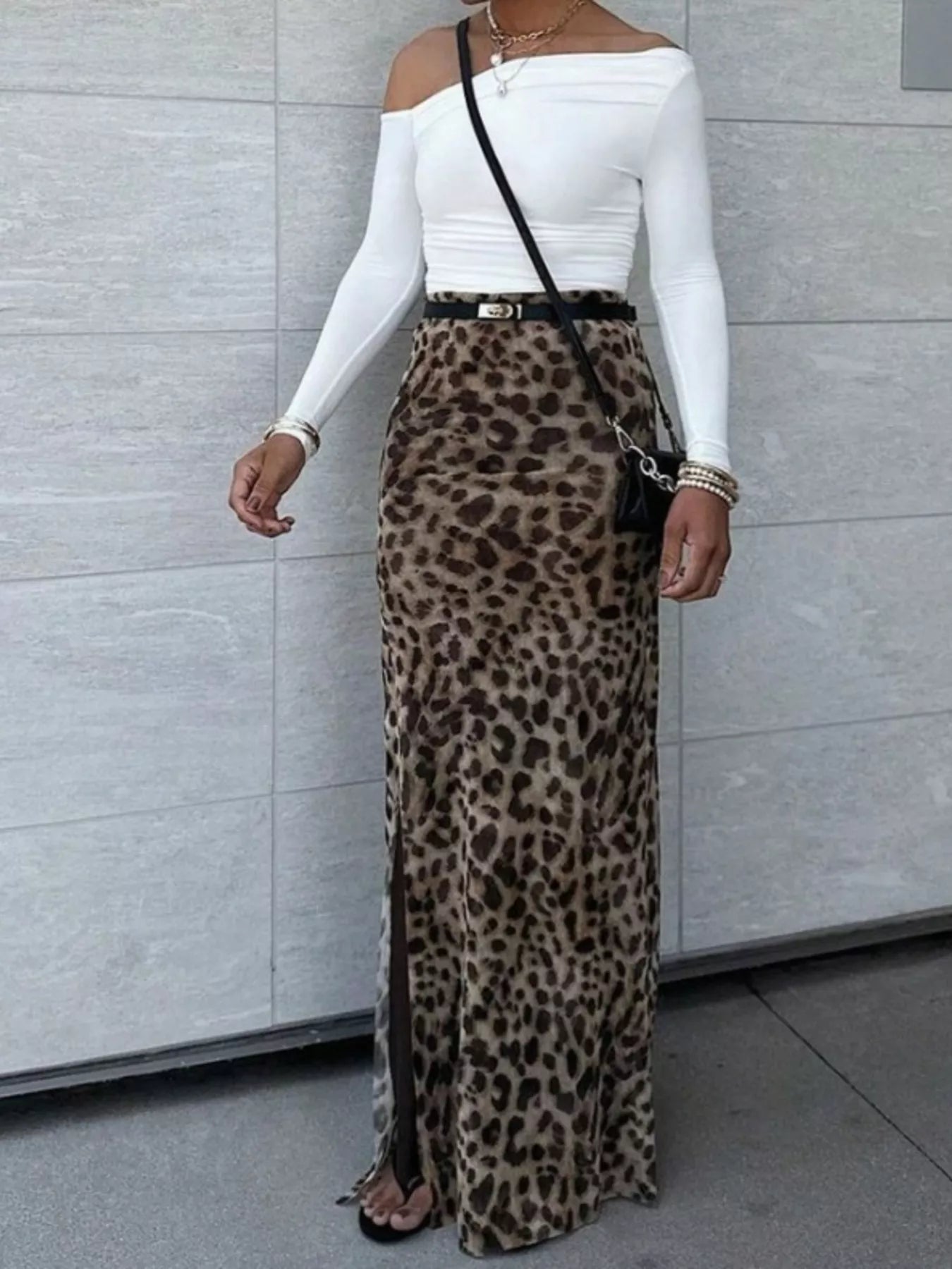 Leopard Print High-Waisted Maxi Skirt - cas7m