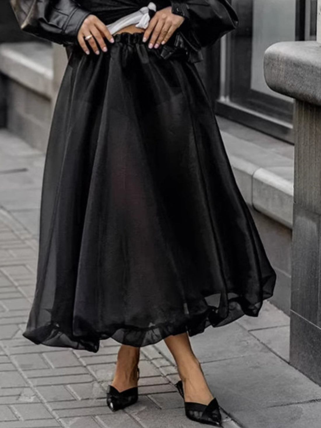 Elastic Waist Flowy Skirt - cas7m