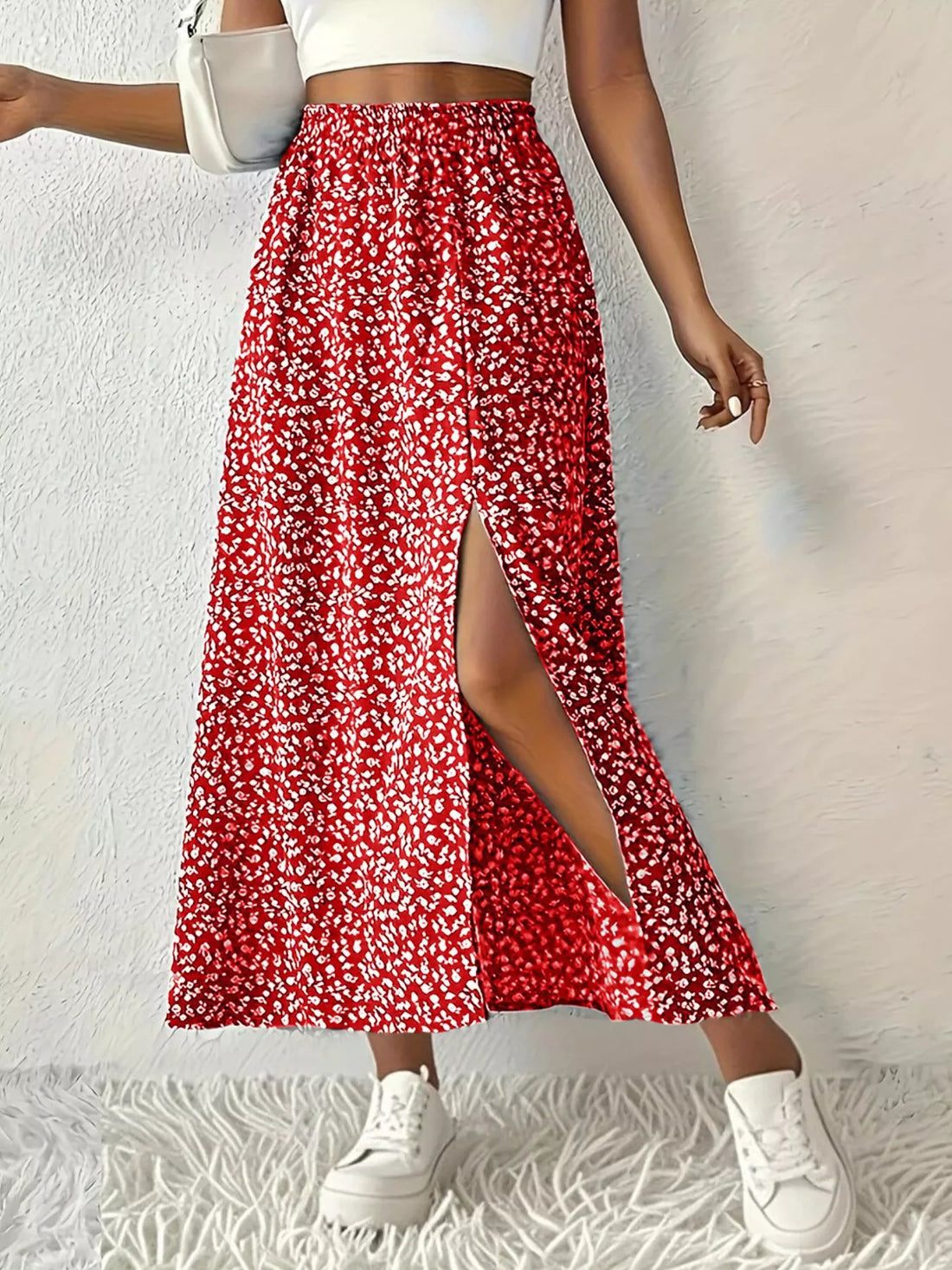 Slit Printed Skirt - cas7m