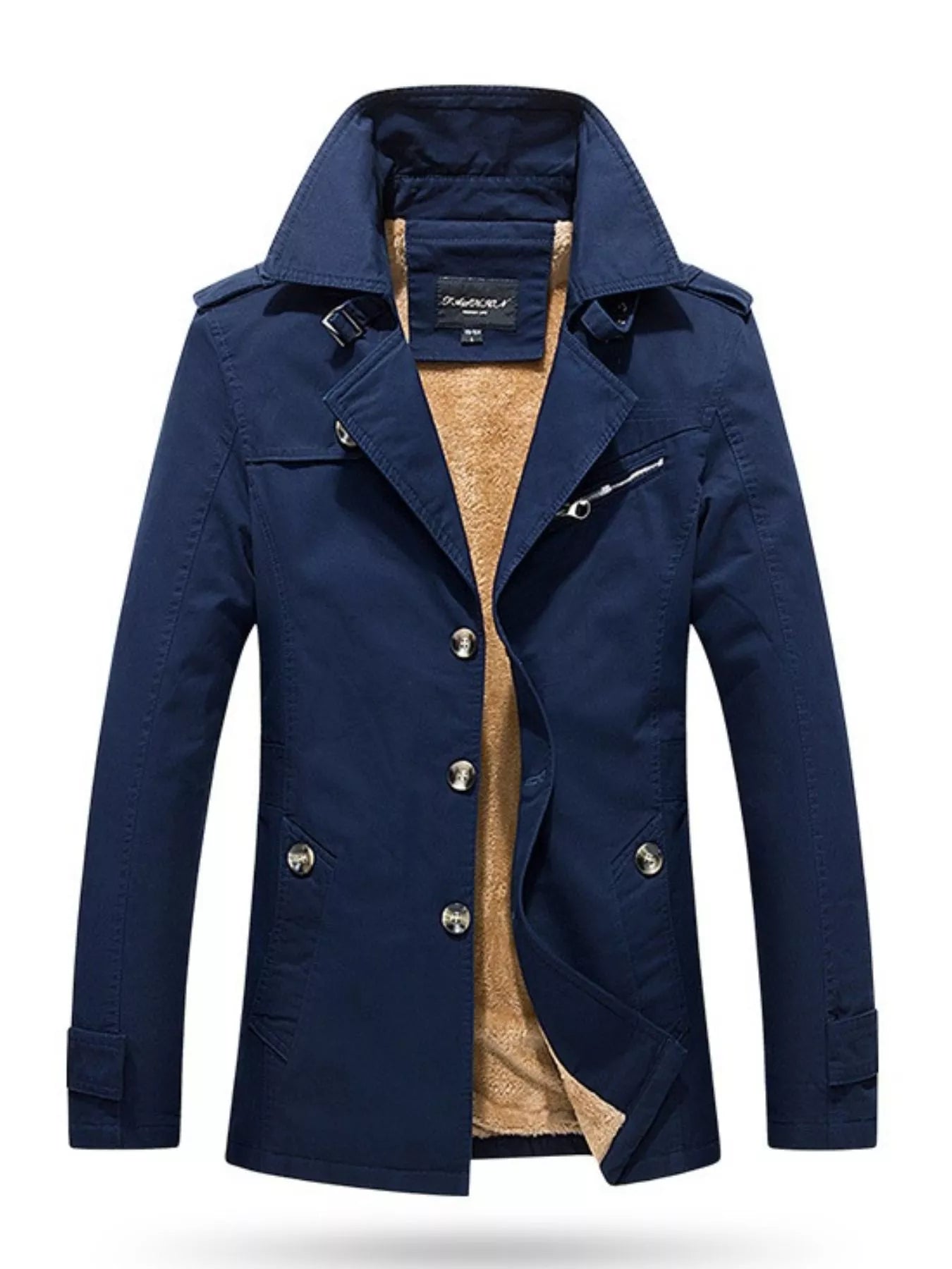 Men's Plus Size Button Up Long Sleeve Coat - cas7m