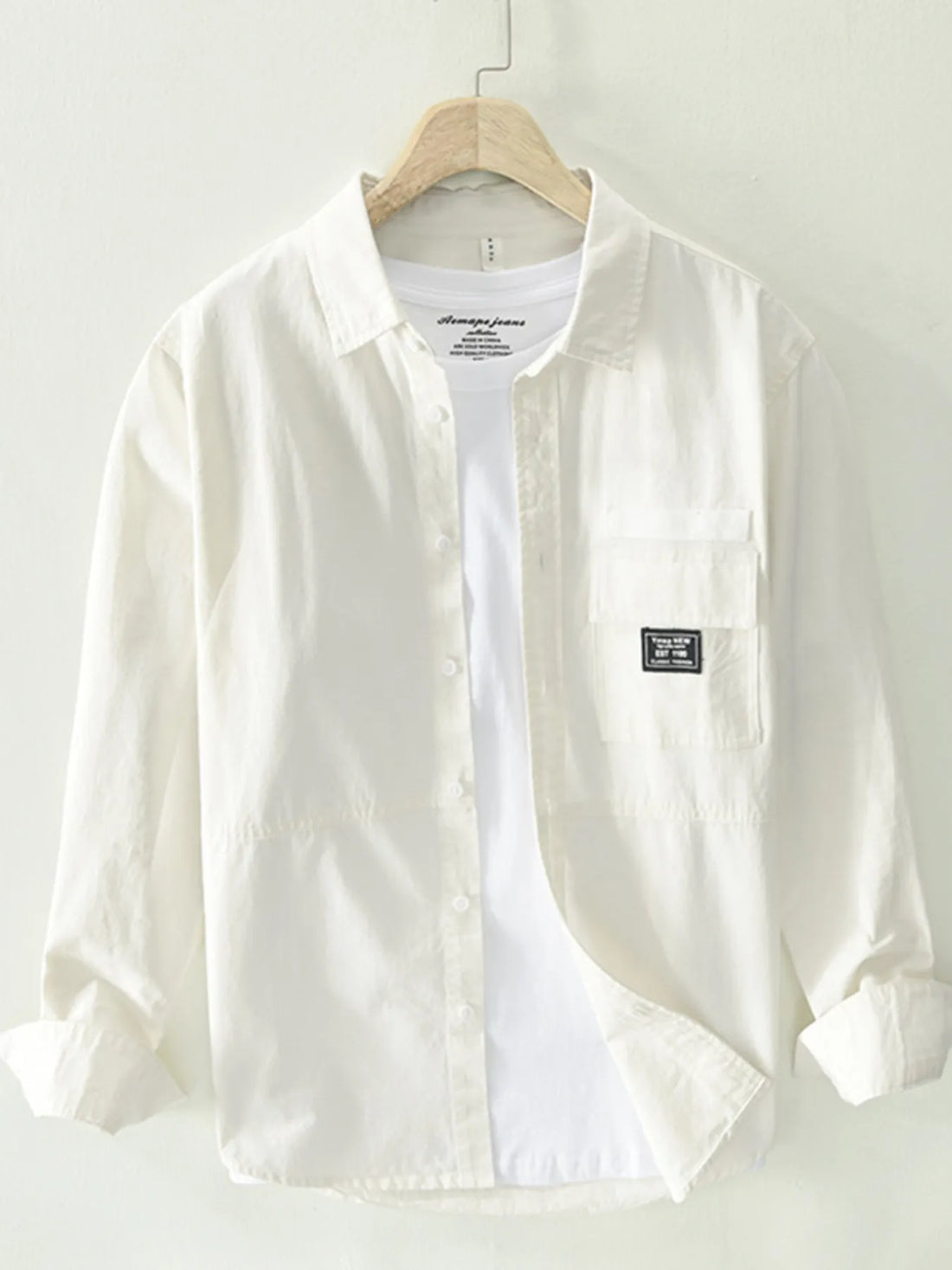 Men's Plus Size Button Up Long Sleeve Shirt - cas7m