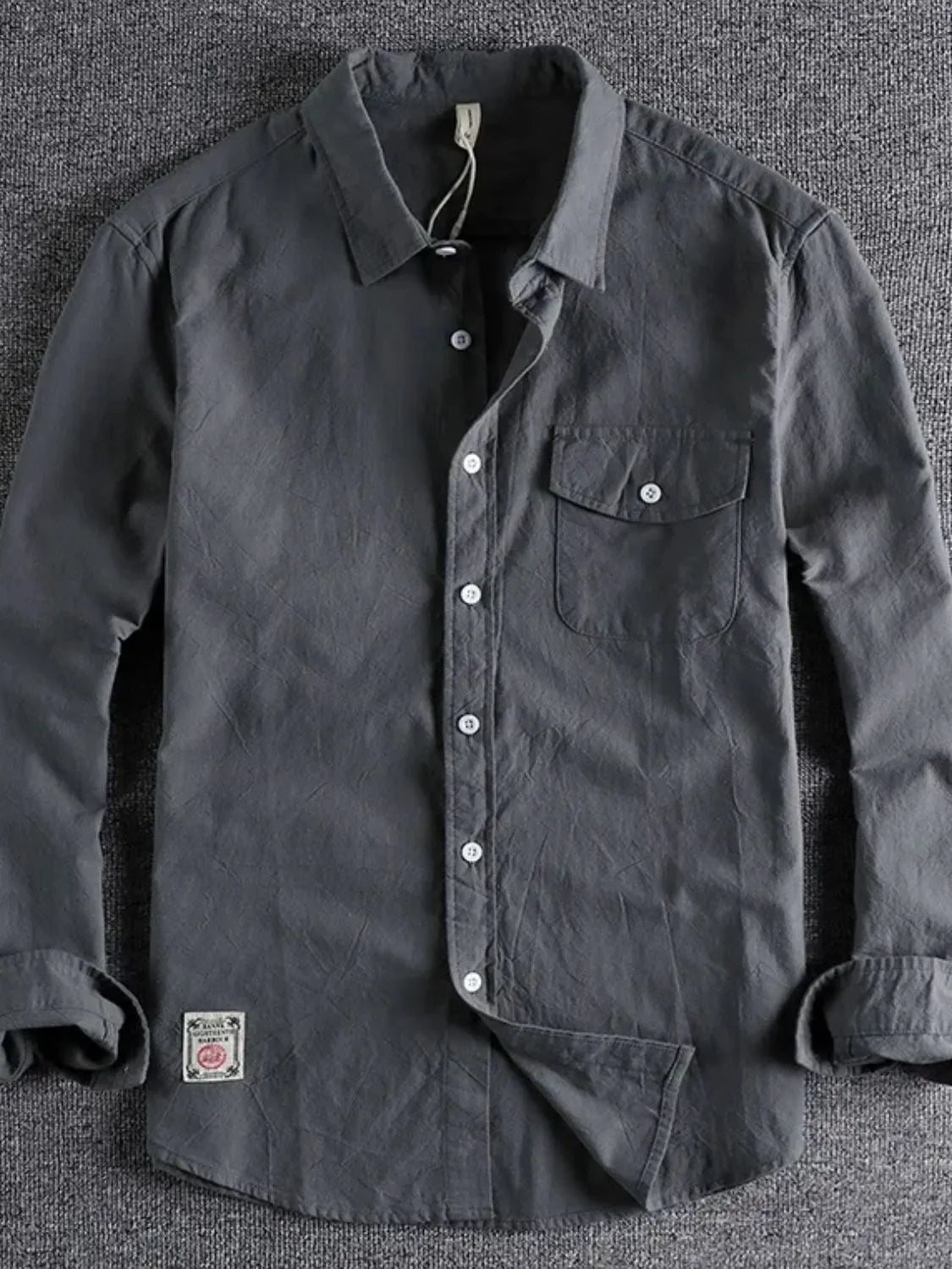 Men's Plus Size Button Down Long Sleeve Shirt - cas7m