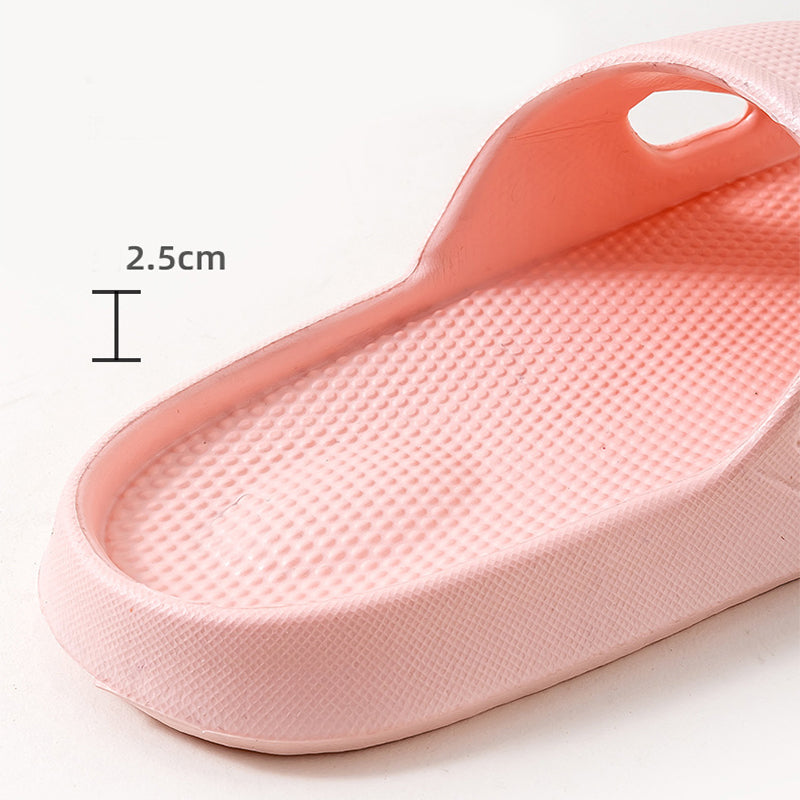 Solid Color Thick Bottom Home Slippers Summer Non-slip Floor Bathroom Slipper Women Men Couples Shoes - cas7m