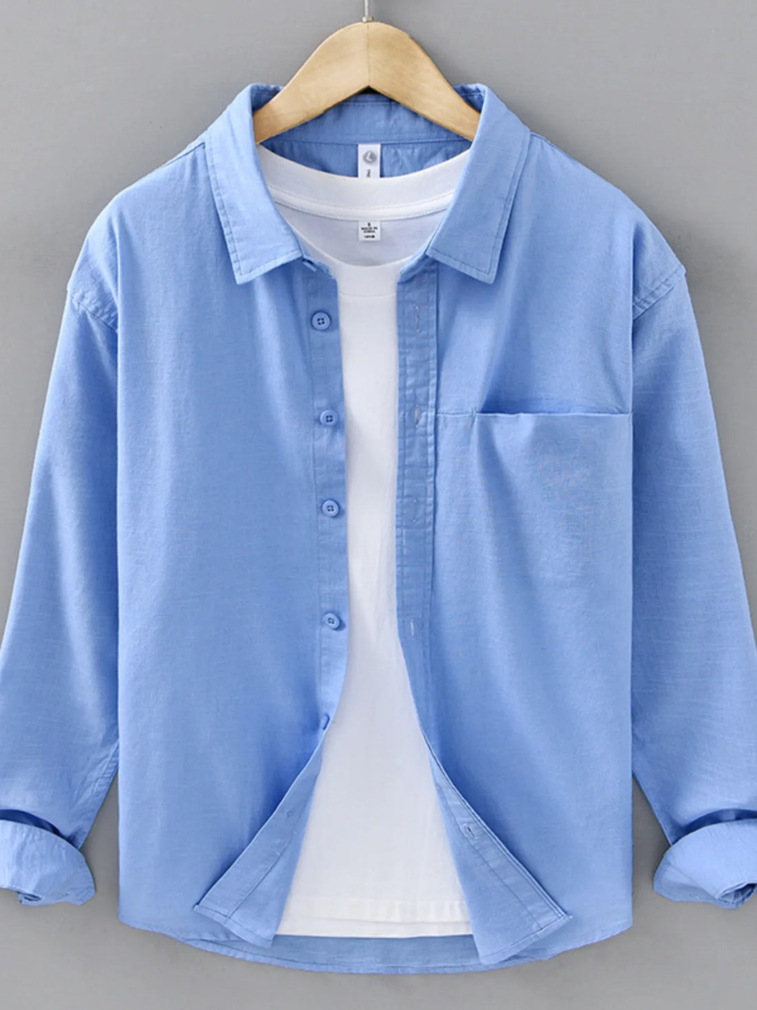 Men's Plus Size Button Up Long Sleeve Shirt - cas7m