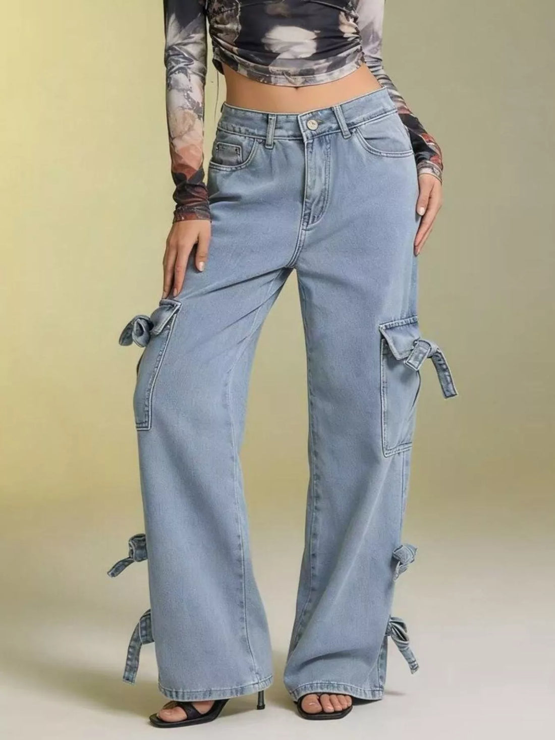 Bow Wide Leg Jeans - cas7m