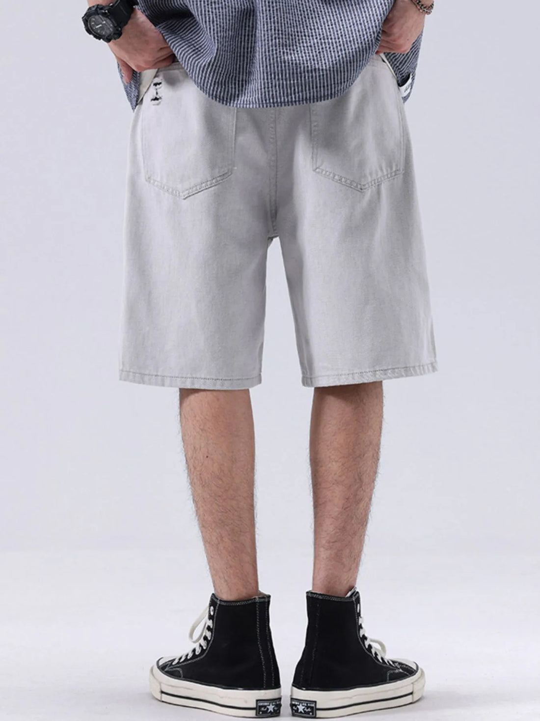 Men's Distressed Loose Fit Denim Shorts - cas7m