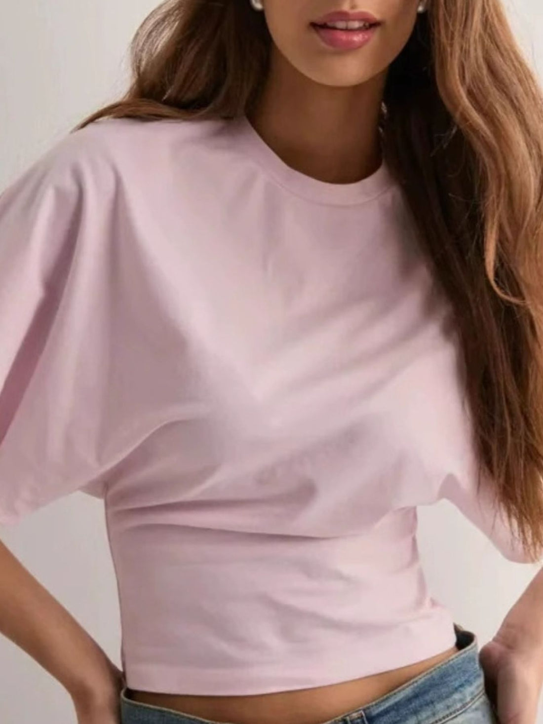 Batwing Sleeve Fitted Waist T-Shirt - cas7m