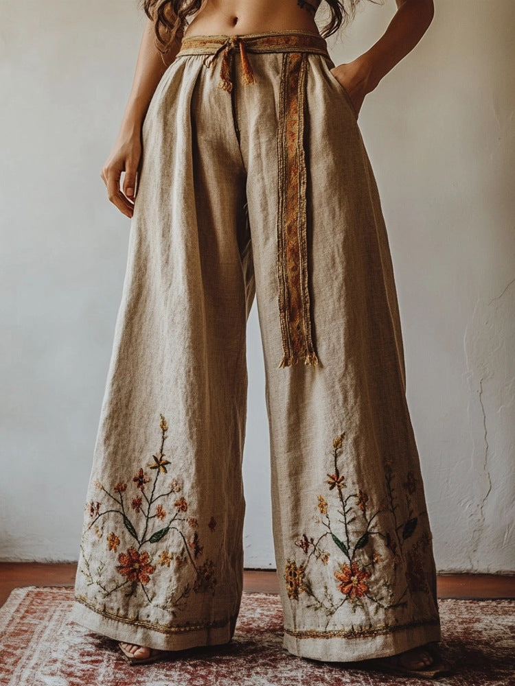 Womens Retro Casual Versatile Wide-leg Pants - cas7m