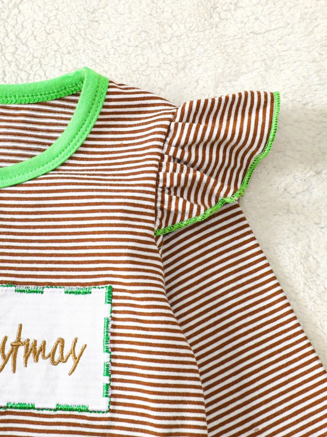 Children's Christmas-Themed Striped Snapped Legs Jumpsuit - cas7m