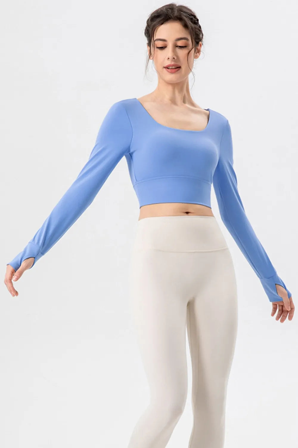 Square Neck Crisscross Active T-Shirt - cas7m
