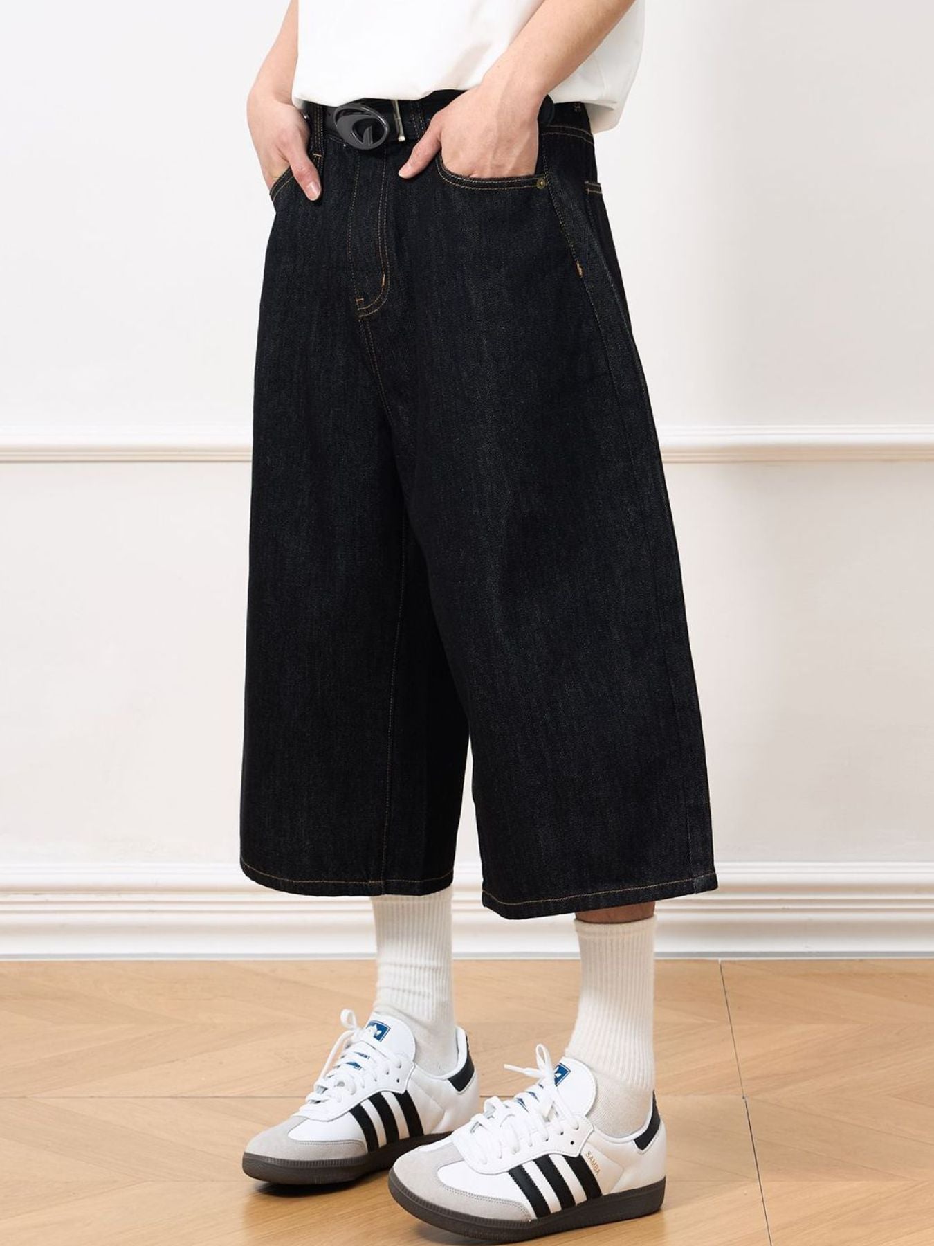 Men's Wide Leg Denim Shorts - cas7m