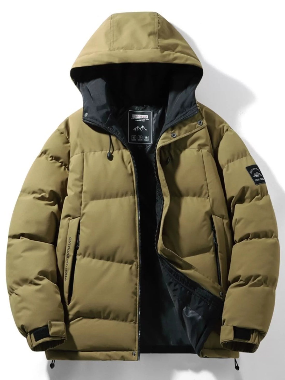 Men's Full Size Outdoor Padded Hooded Puffer Jacket Plus Size - cas7m