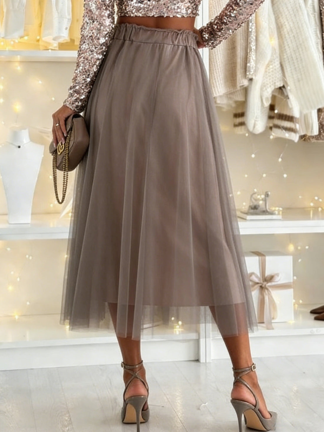 Tulle A-Line Midi Skirt - cas7m