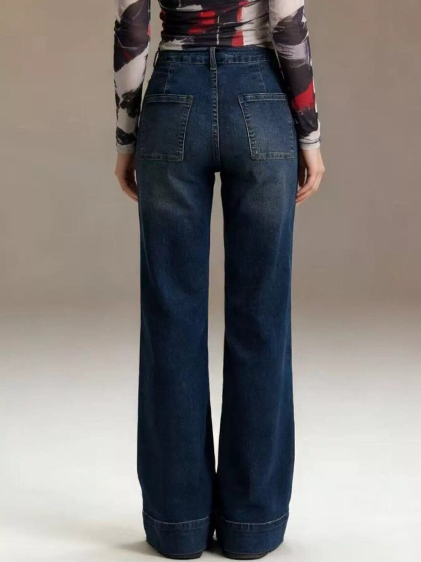 High-Waisted Flare Leg Jeans - cas7m