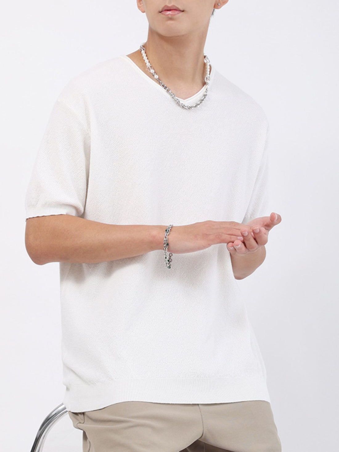 Men's Plus Size Casual Knit Short Sleeve T-Shirt - cas7m