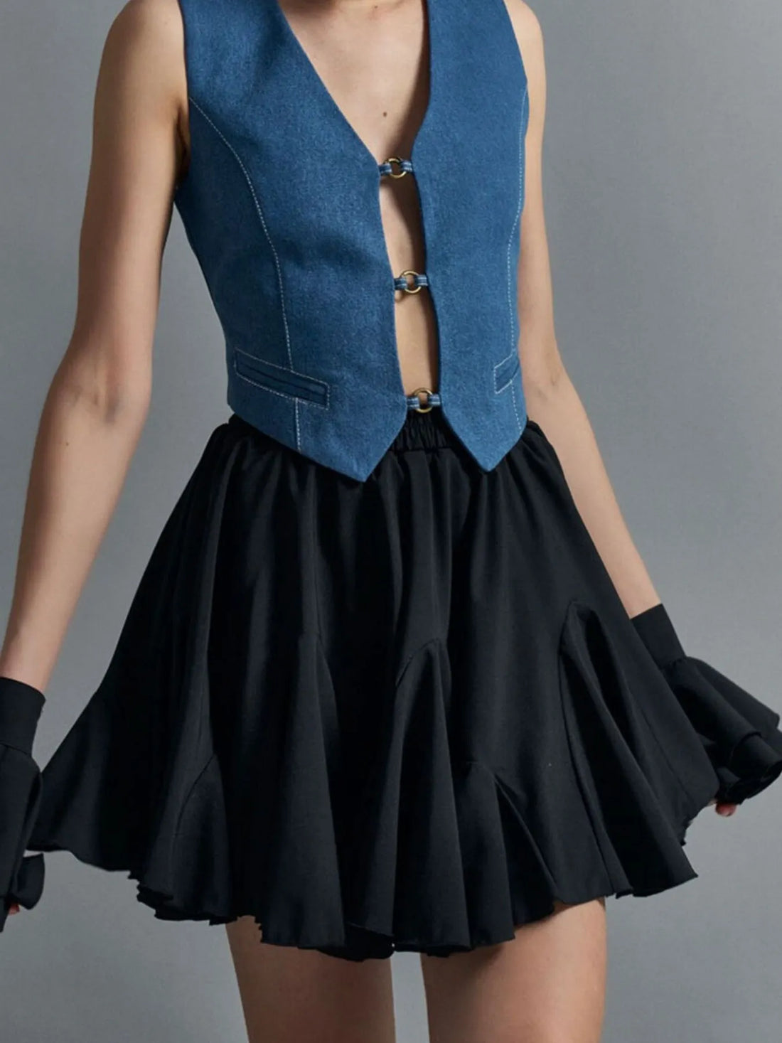 Elastic Waist Ruffled Hem Skirt - cas7m