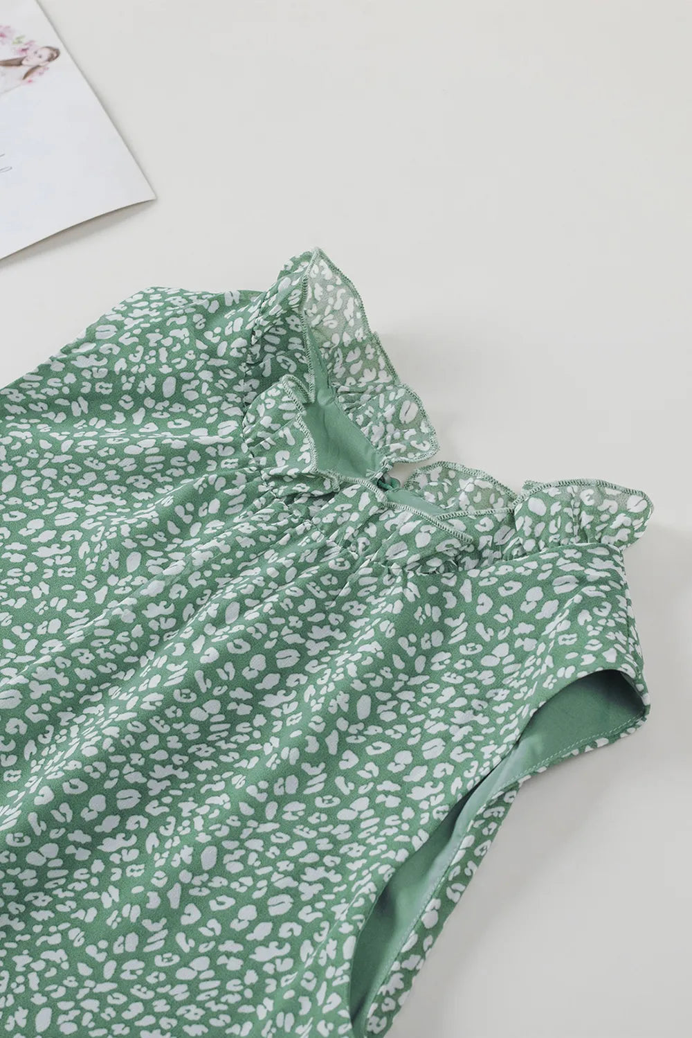 Frill Printed Round Neck Tank - cas7m