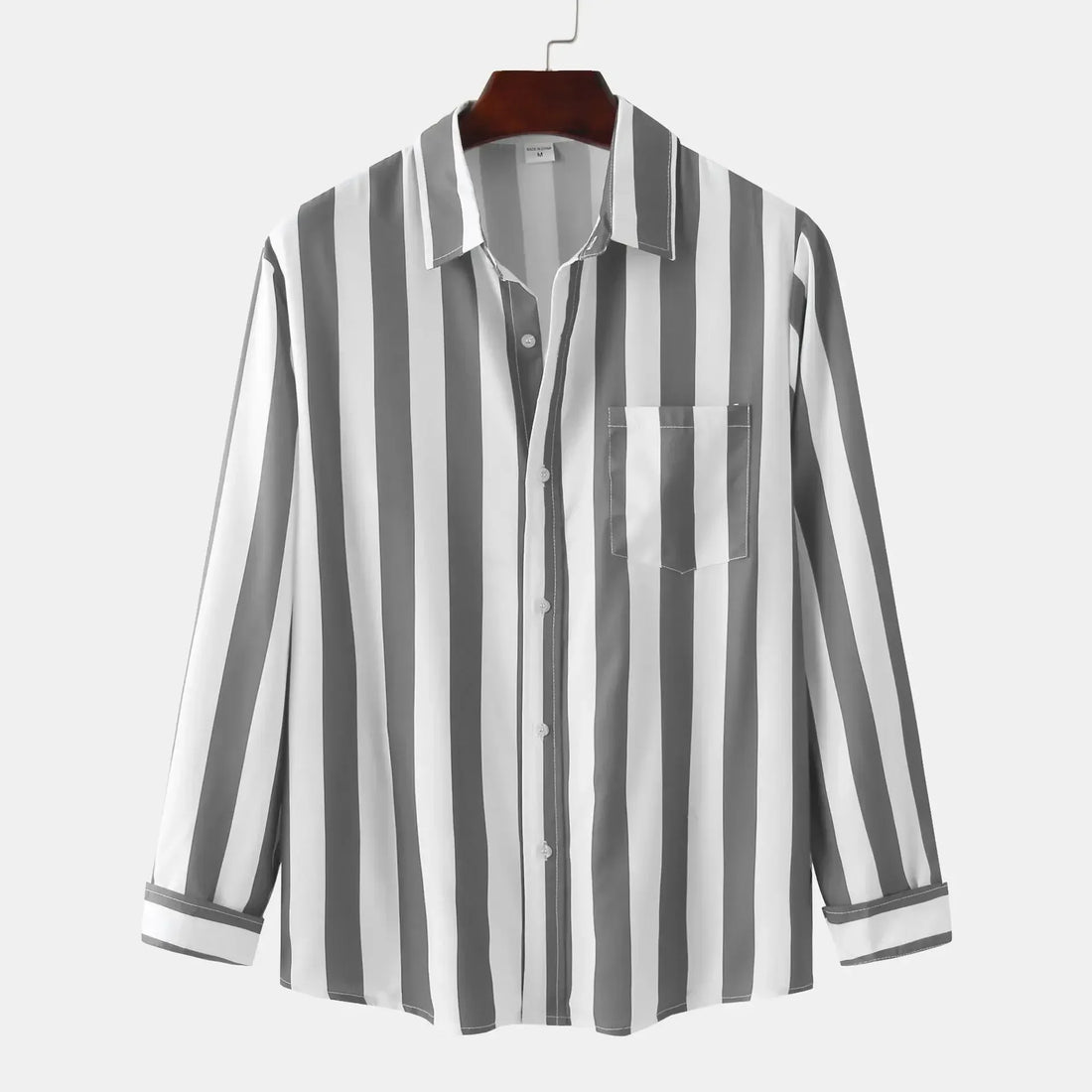 Men's Striped Button-Down Long Sleeve Shirt - cas7m