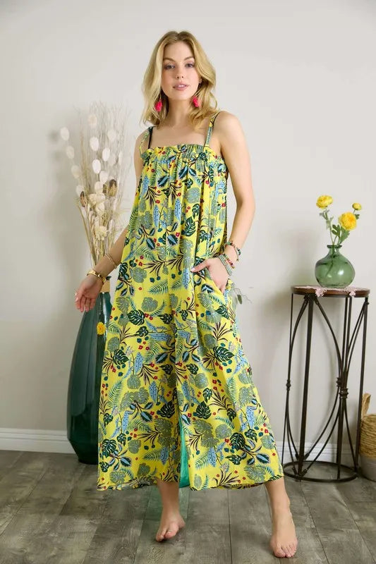 ADORA Elastic Detail Tropical Jumpsuit - cas7m
