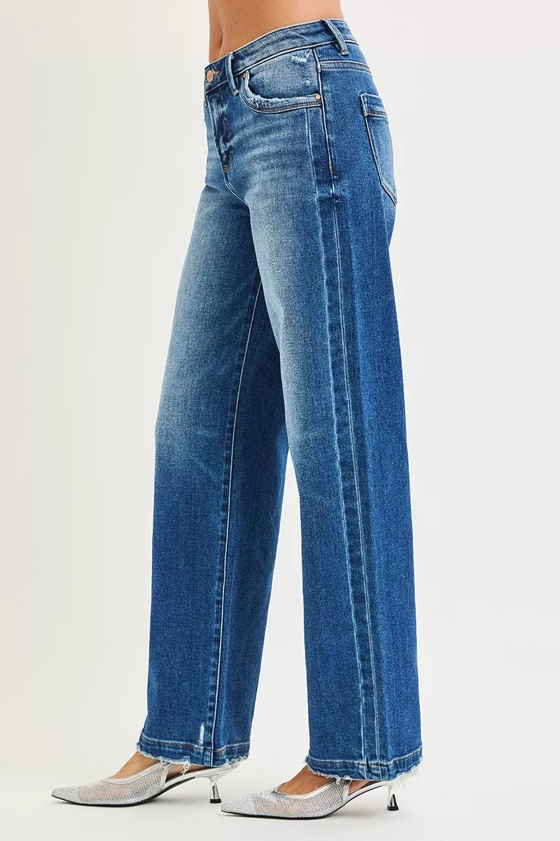 RISEN Full Size Slouchy Baggy Jeans Pocket Side Seam Detail Plus Size - cas7m
