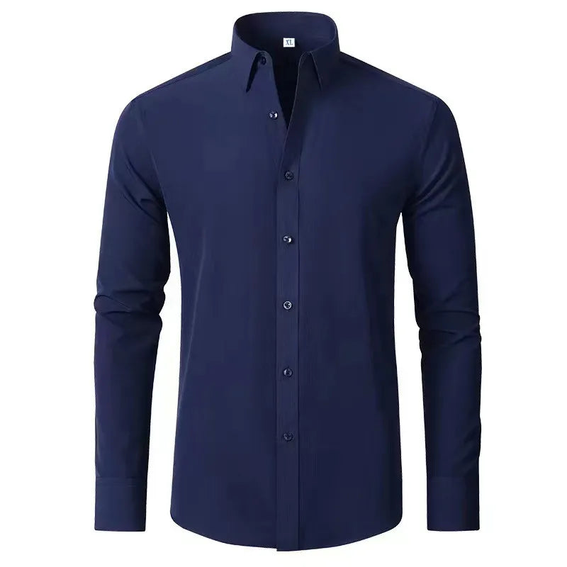 Men's Plus Size Button Up Long Sleeve Shirt - cas7m