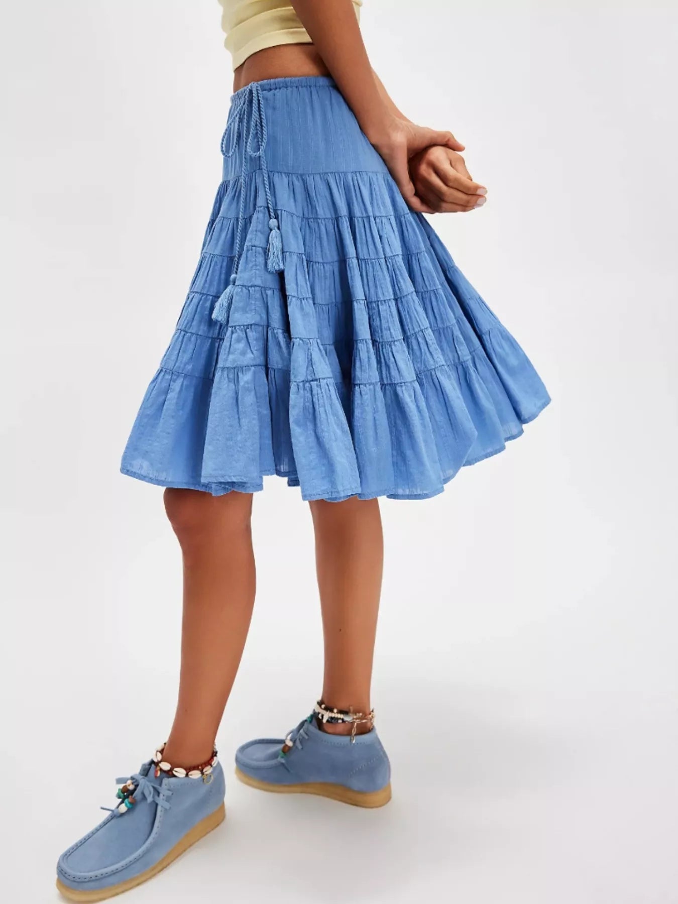 Tiered Drawstring Mini Skirt - cas7m