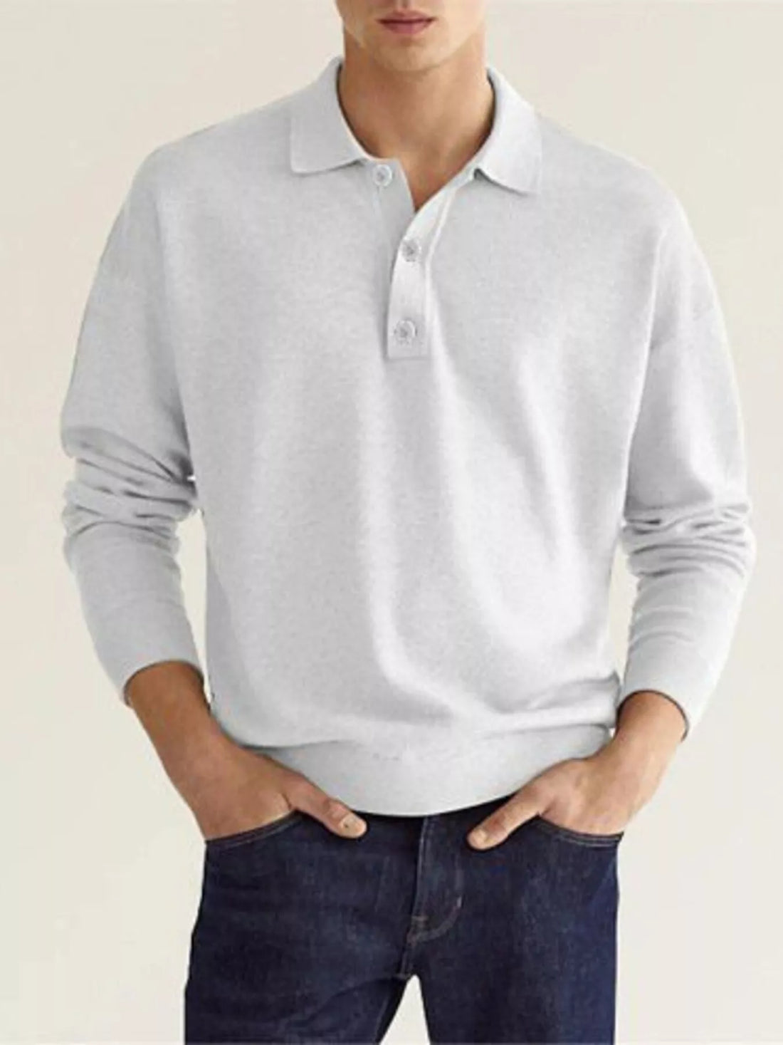 Men's Plus Size Long Sleeve Casual Polo Shirt - cas7m