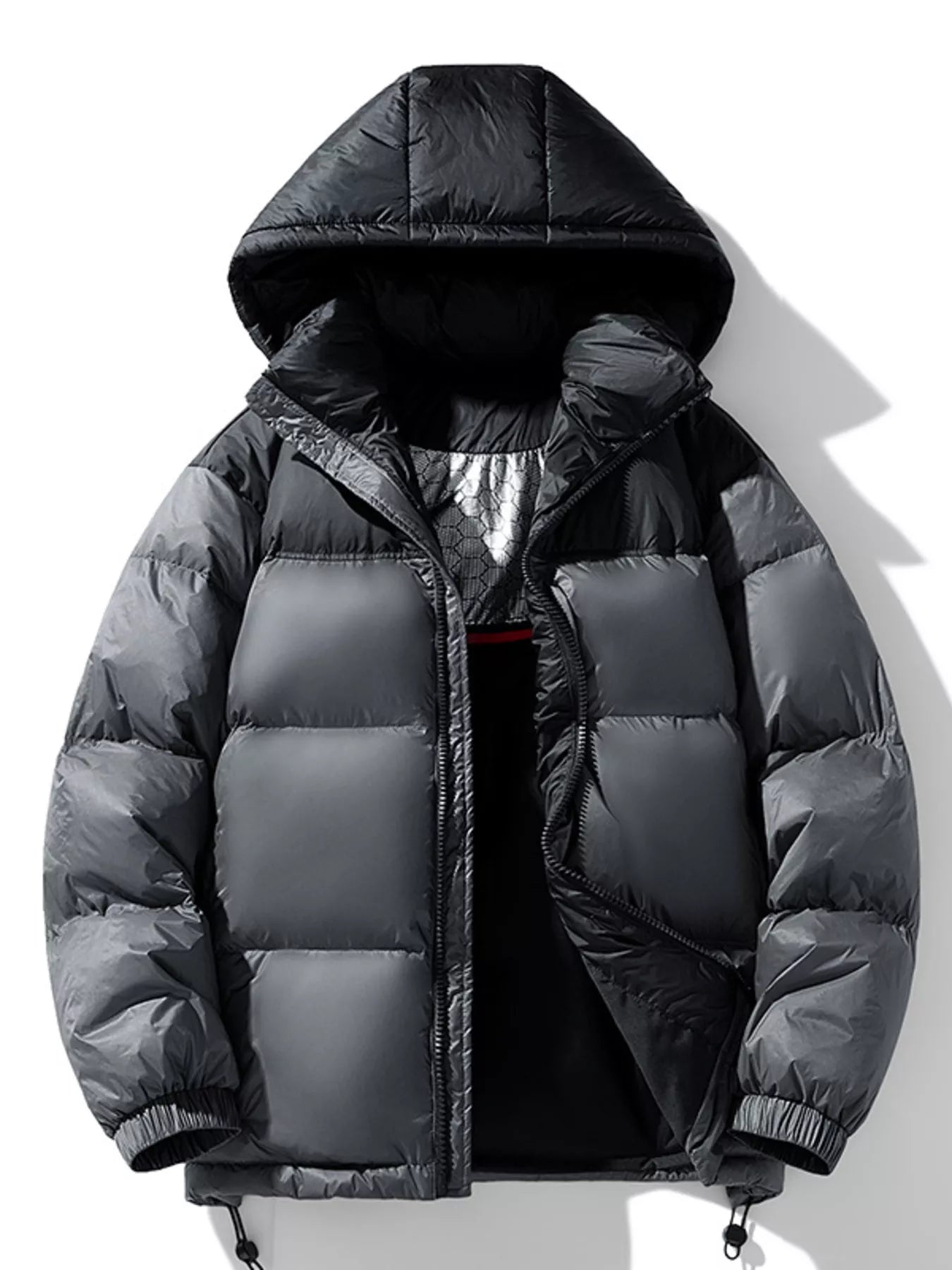 Men's Full Size Hooded Padded Puffer Jacket Plus Size - cas7m