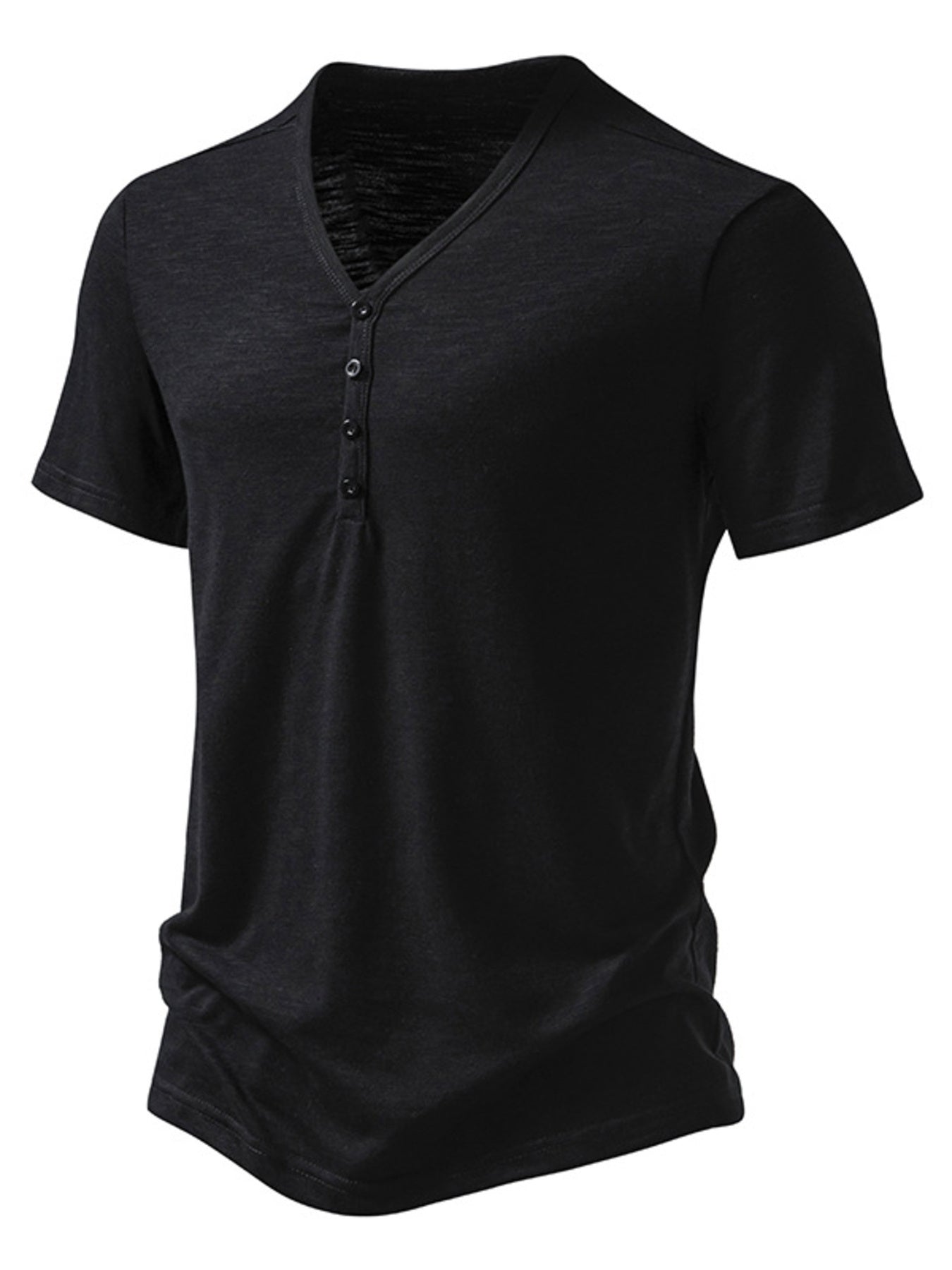 Men's Casual Button Detail T-Shirt - cas7m