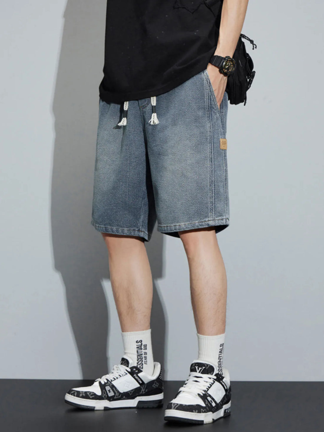 Men's Full Size Casual Loose Fit Denim Shorts Plus Size - cas7m