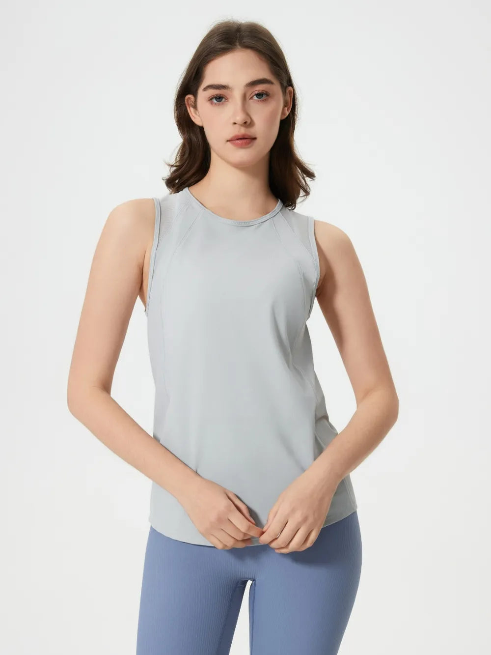 Millennia Cutout Back Round Neck Active Tank - cas7m