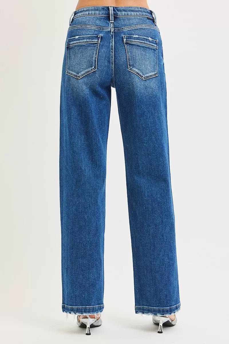 RISEN Full Size Slouchy Baggy Jeans Pocket Side Seam Detail Plus Size - cas7m