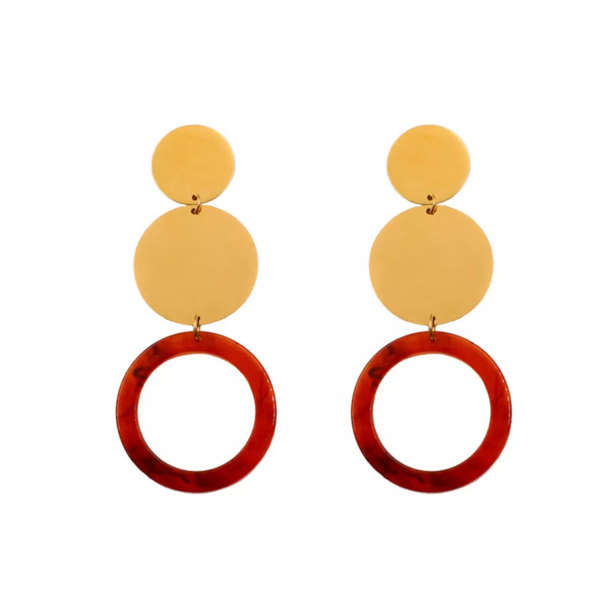 18K Gold-Plated Geometric Circle Dangle Earrings - cas7m