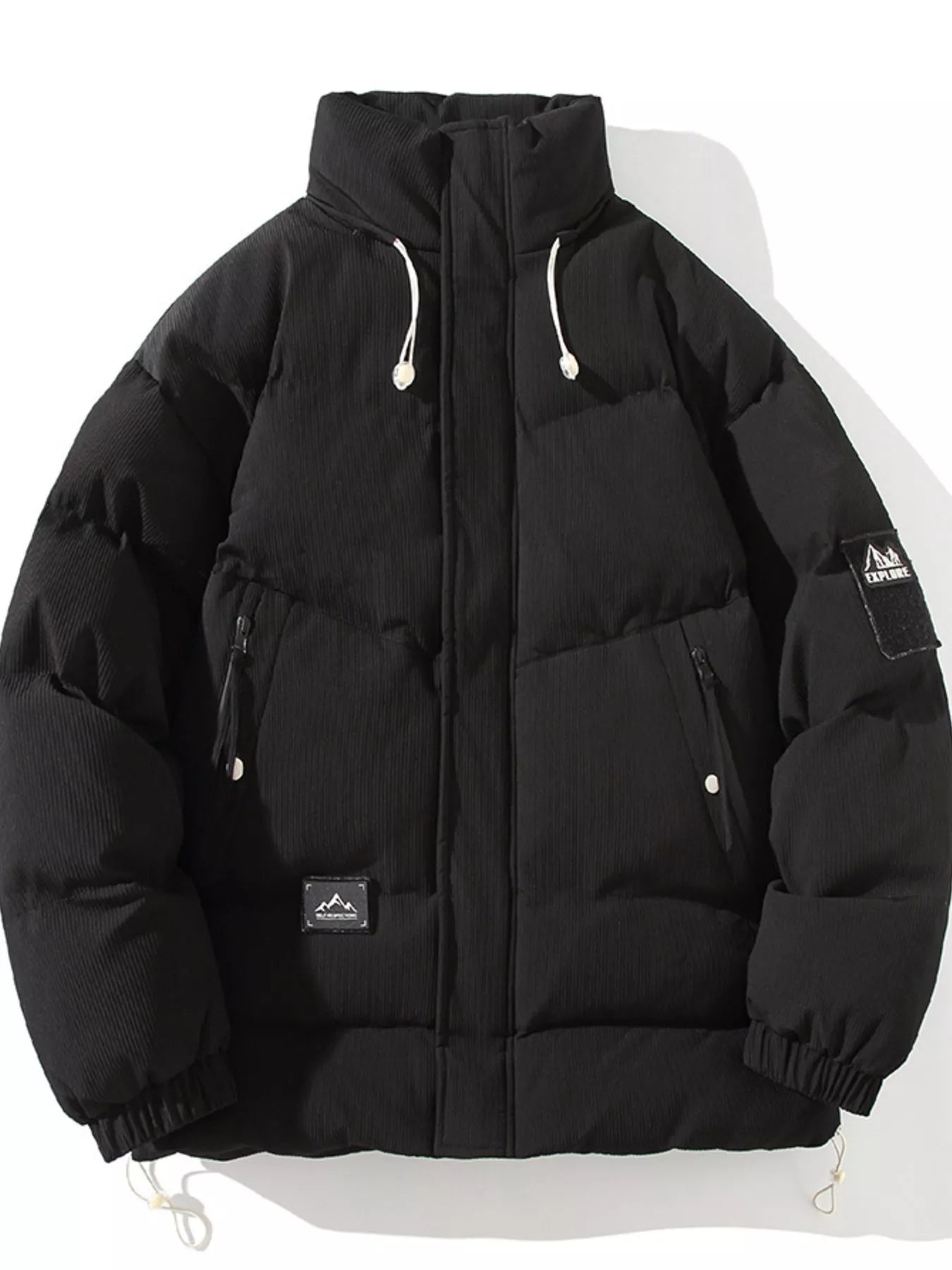 Men's Plus Size Zip Up Long Sleeve Puffer Jacket - cas7m