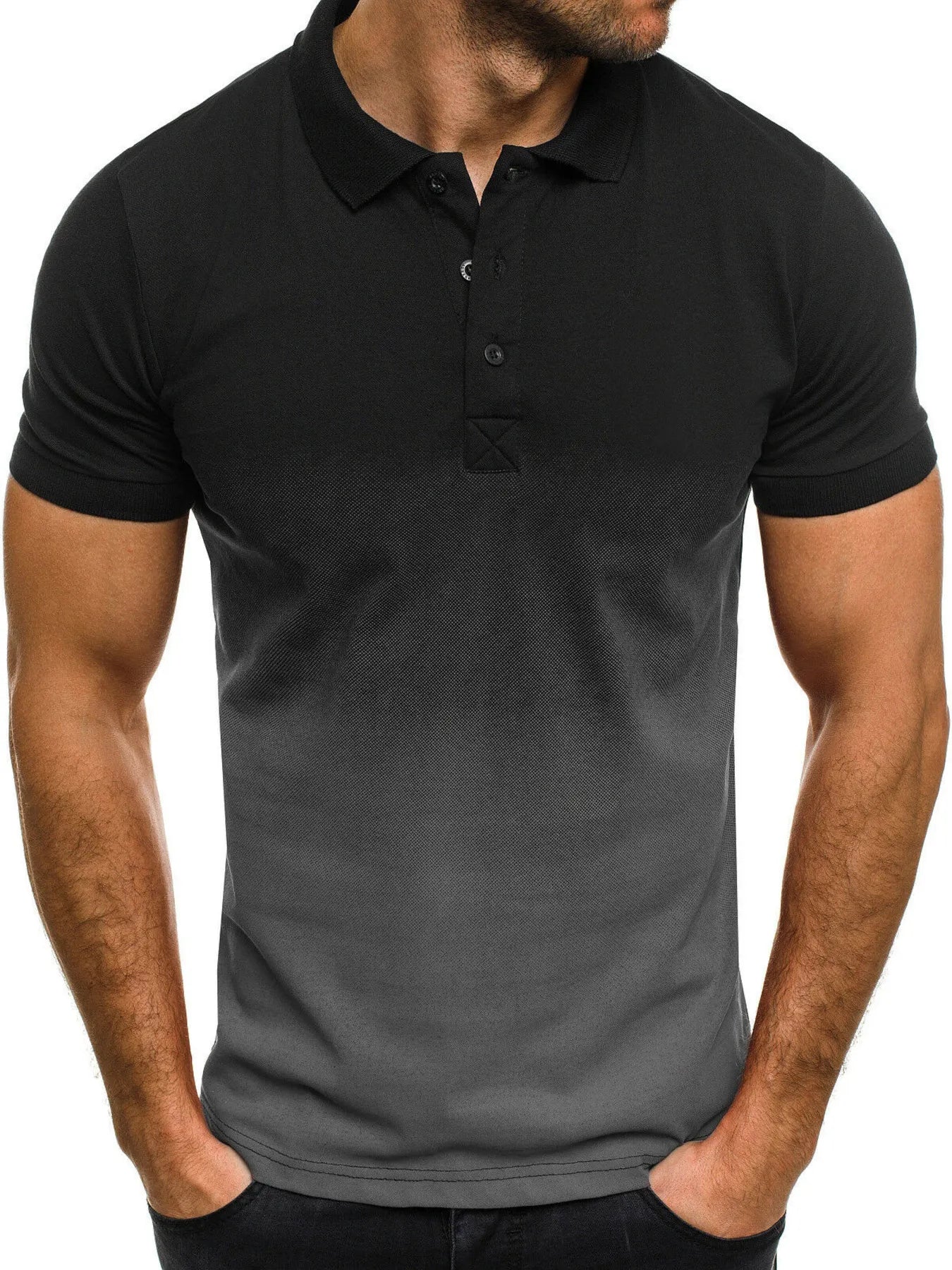 Men's Full Size Gradient Short Sleeve Polo Plus Size - cas7m
