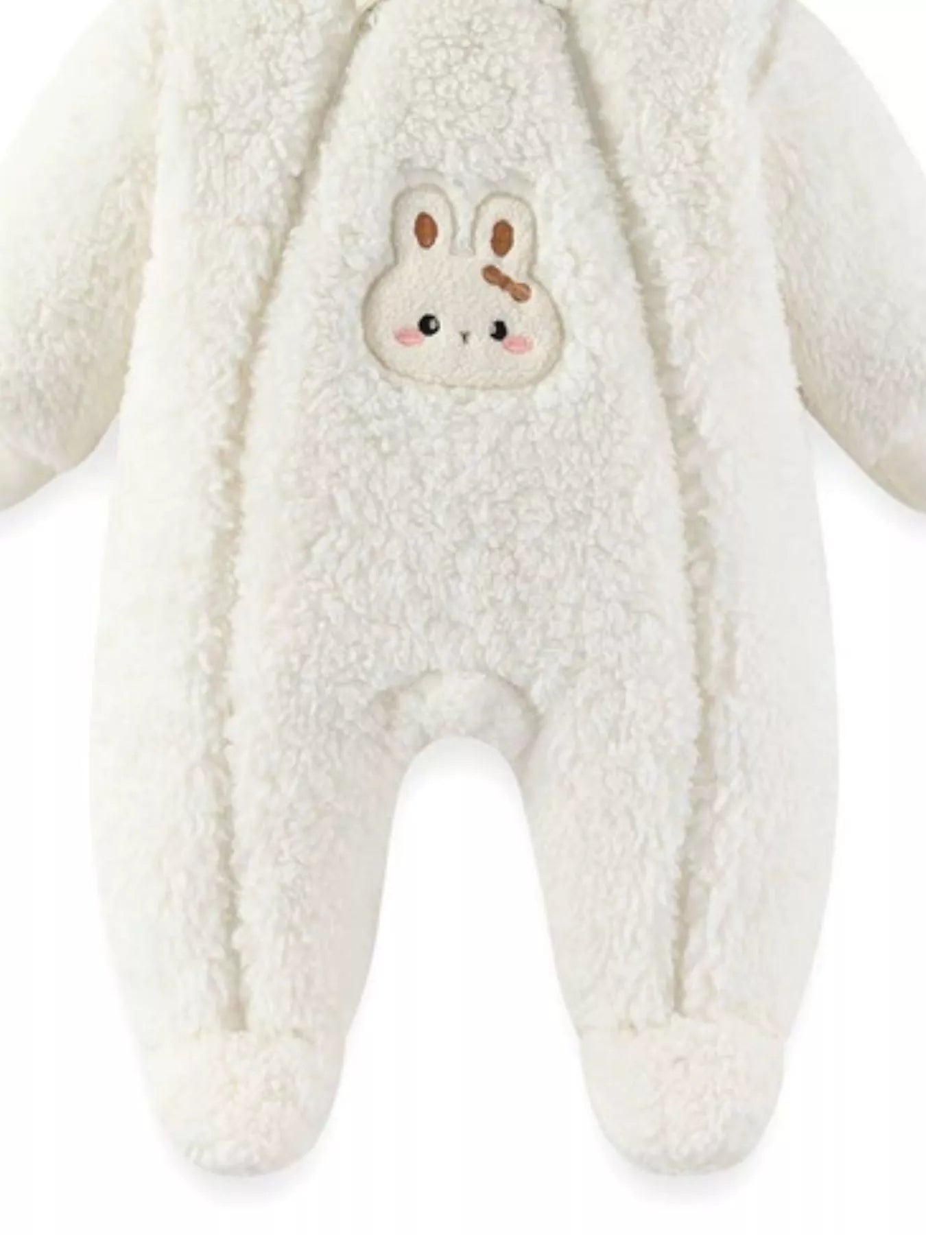 Cute Bunny Hooded Fleece One-Piece - cas7m