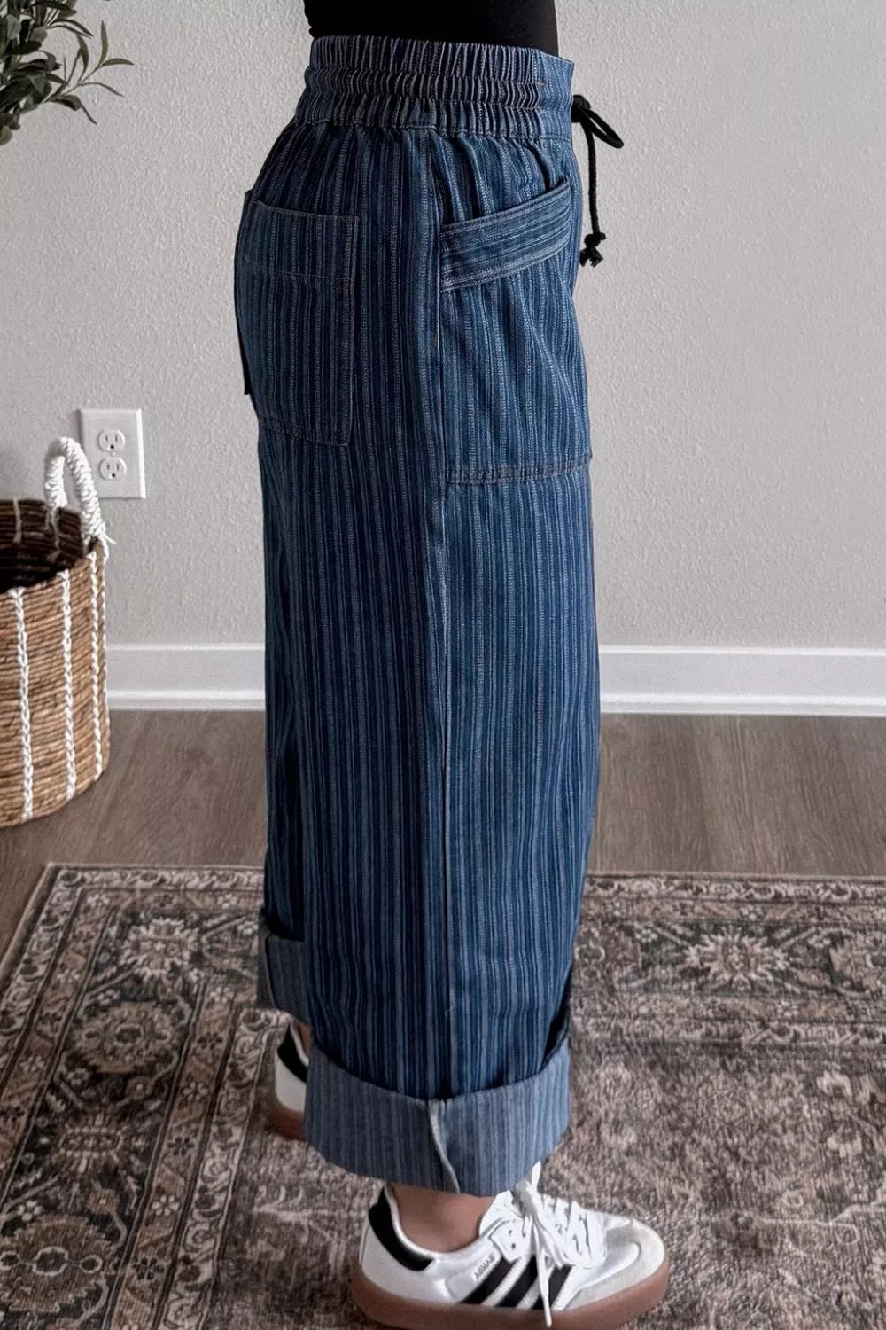 Striped Wide-Leg Jeans - cas7m