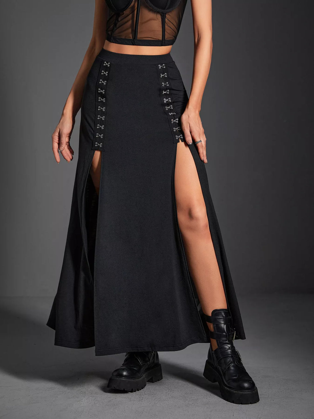 High Waist Slit Skirt - cas7m