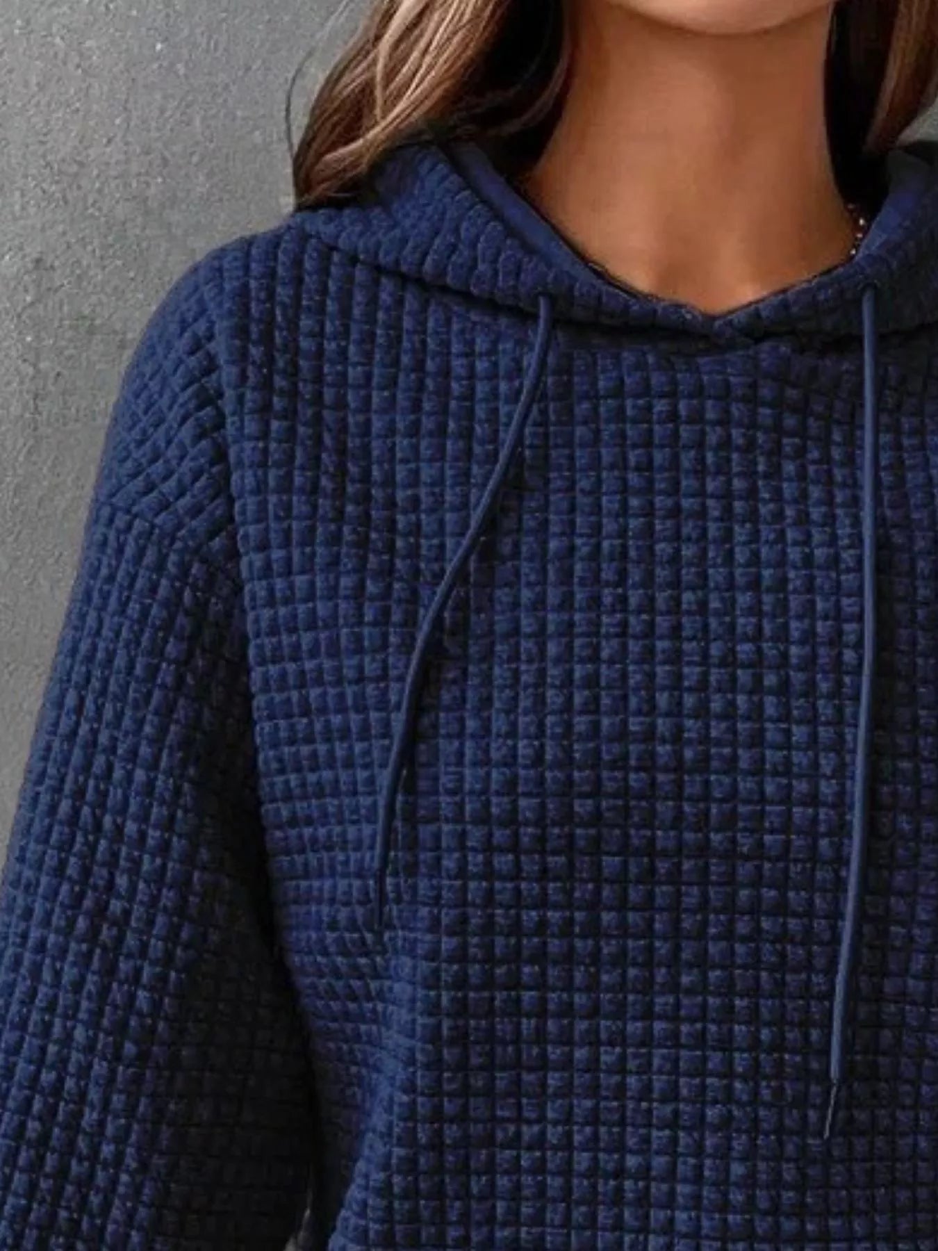 Full Size Textured Kangaroo Pocket Hoodie Plus Size - cas7m