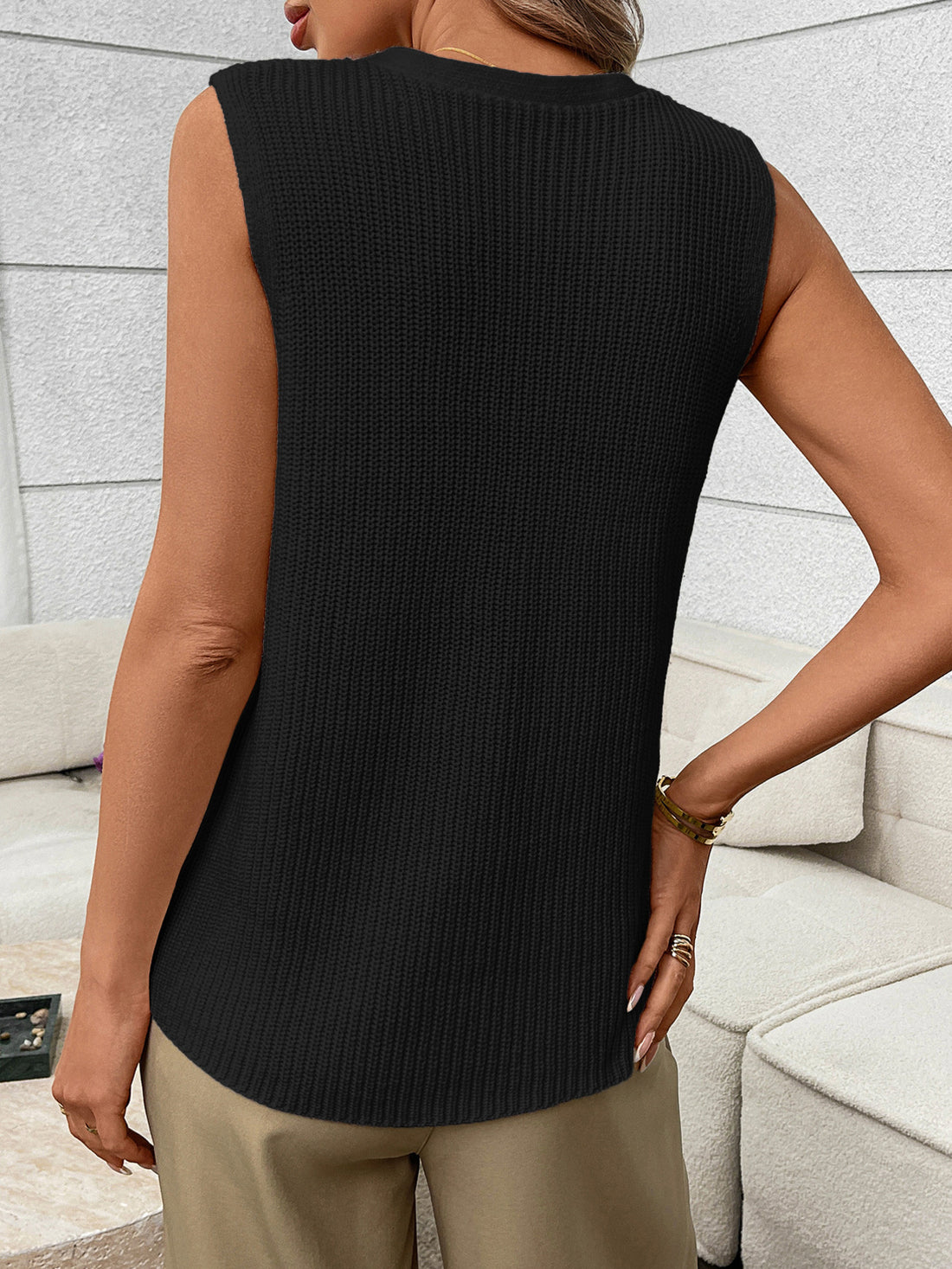 Button-Down Knit Sweater Vest - cas7m