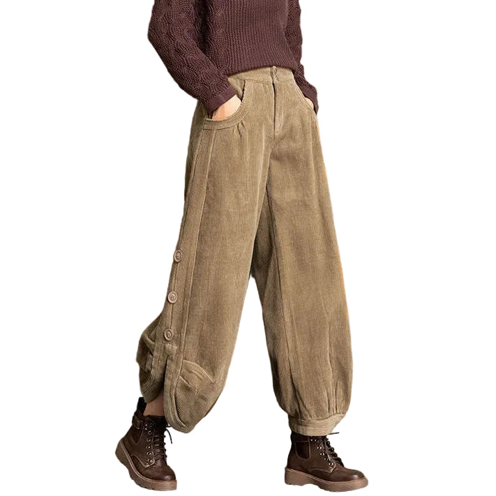 AutumnWinter Corduroy Wide-Leg Pants For Women - cas7m