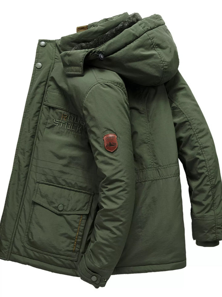 Men's Plus Size Zip Up Hooded Parka Coat - cas7m