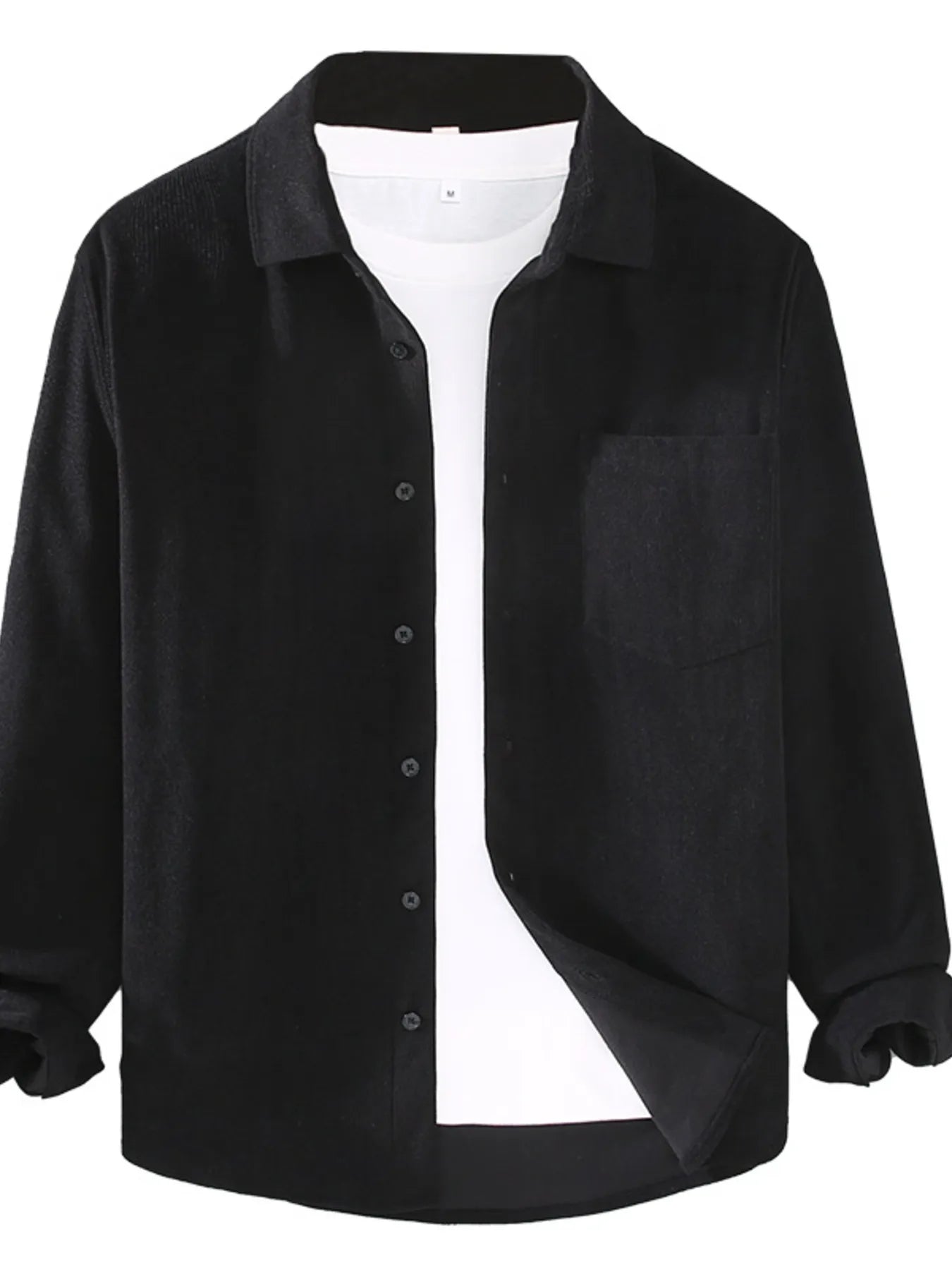 Men's Plus Size Button Up Long Sleeve Shirt - cas7m