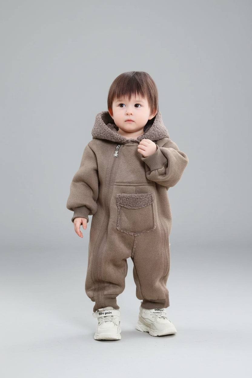 Children's Fleece Hooded One-Piece Jumpsuit - cas7m
