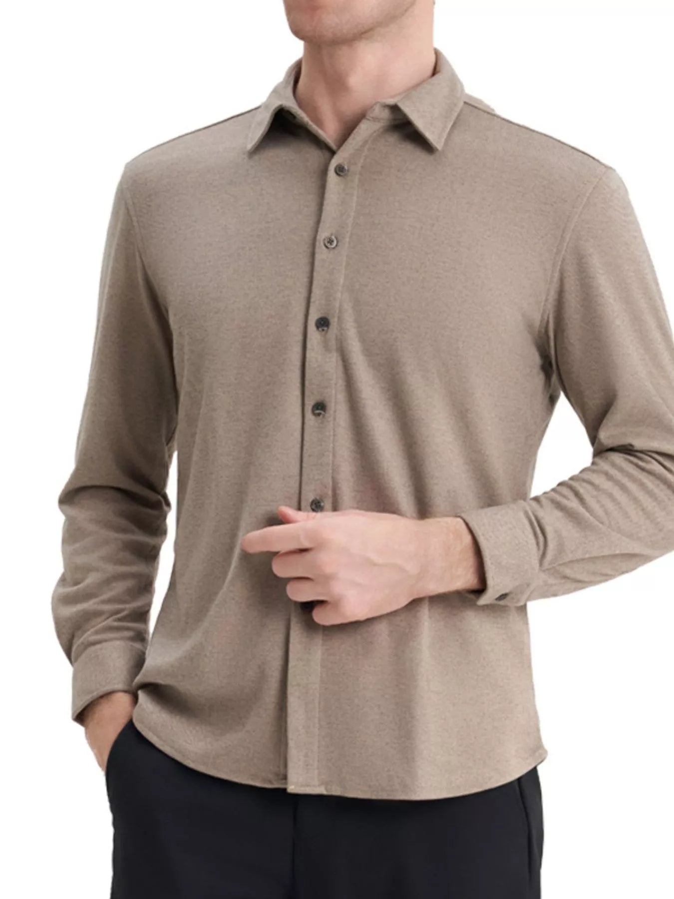 Men's Plus Size Casual Long Sleeve Button-Down Shirt - cas7m