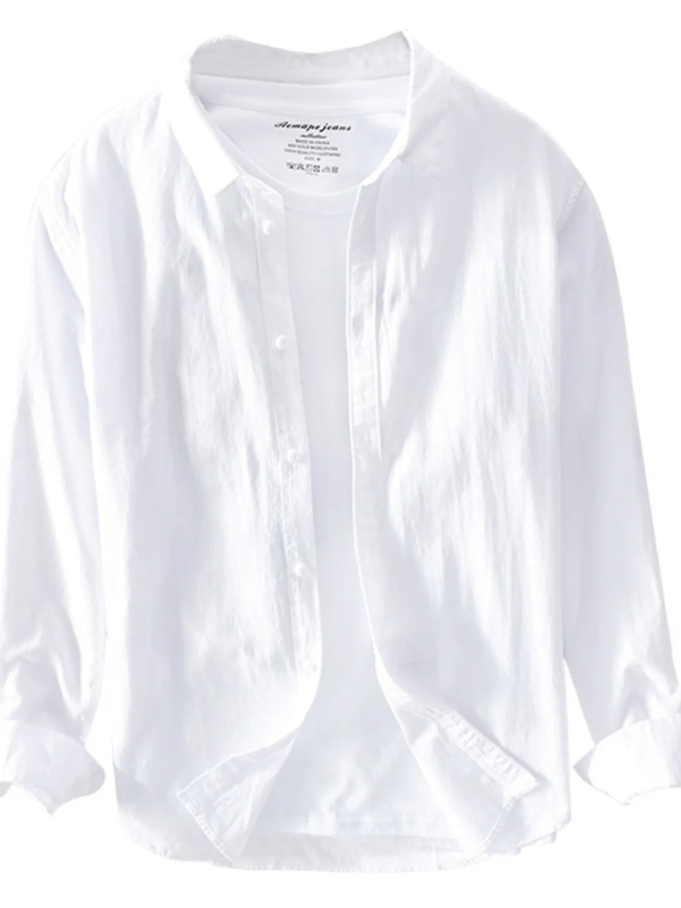 Men's Plus Size Long Sleeve Button-Up Shirt - cas7m
