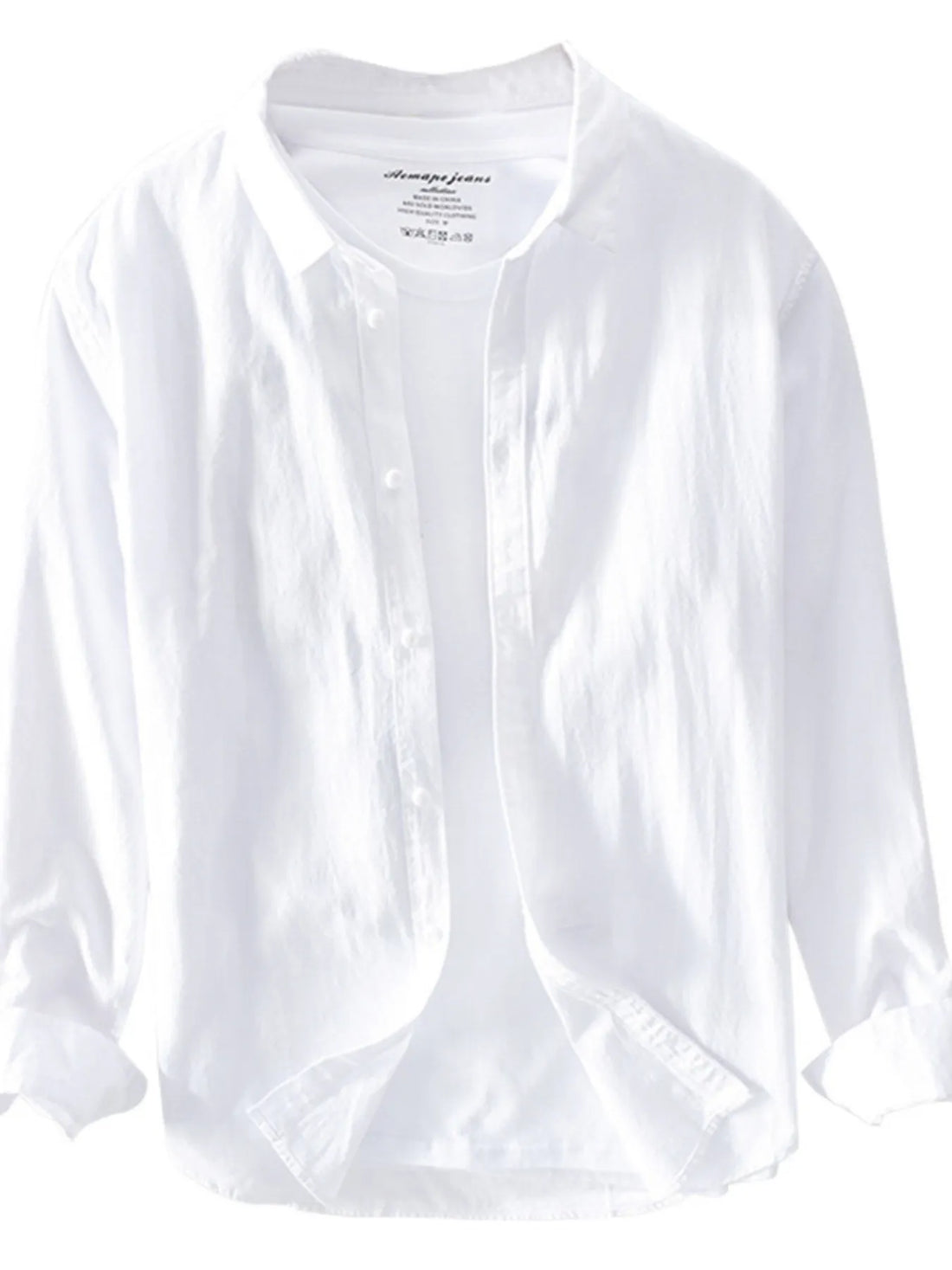 Men's Plus Size Long Sleeve Button-Up Shirt - cas7m