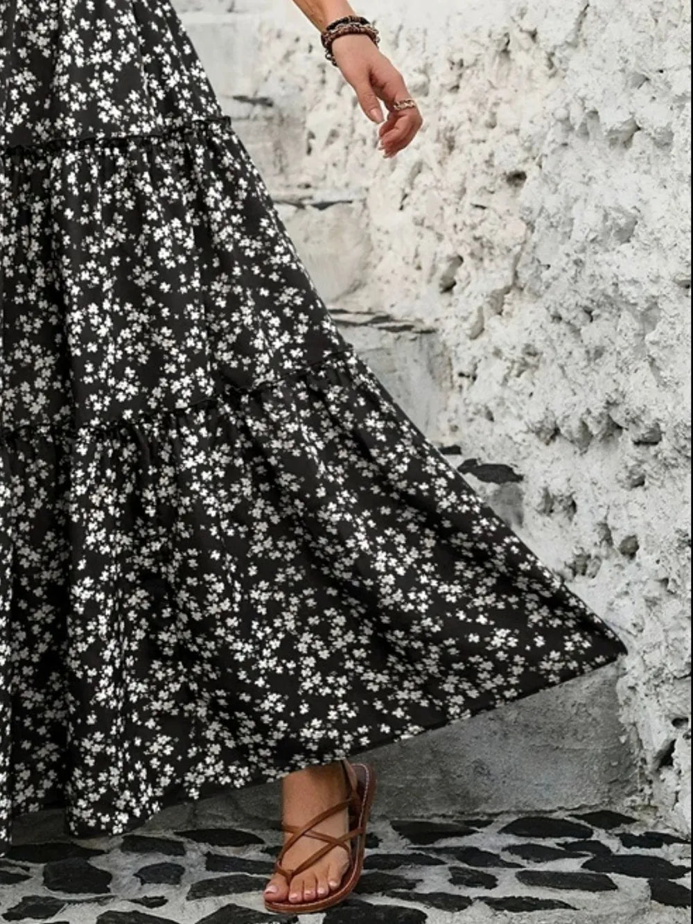 Tiered Floral Maxi Skirt - cas7m